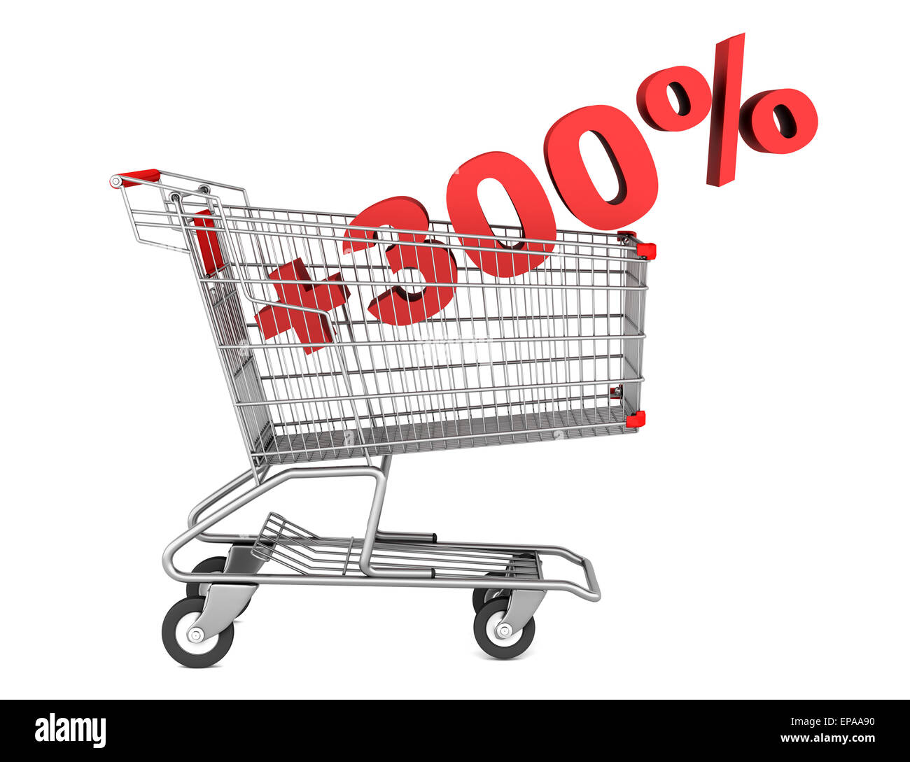 shopping cart with plus 300 percent sign isolated Stock Photo