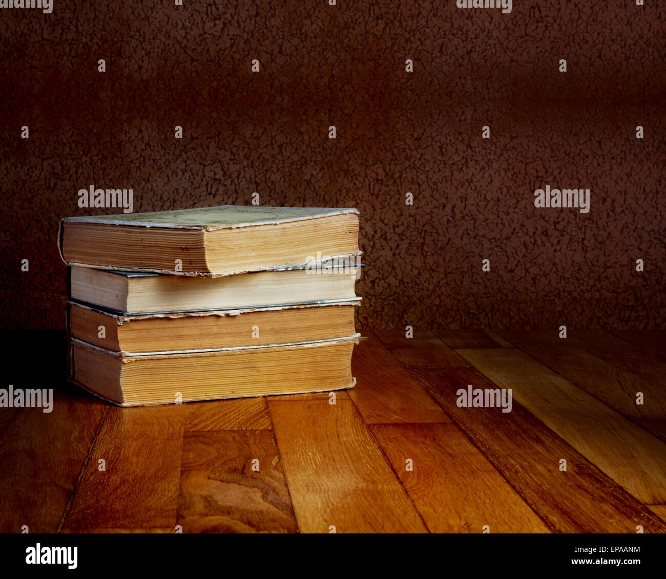 Pile of old books on a beautiful wooden table Stock Photo - Alamy