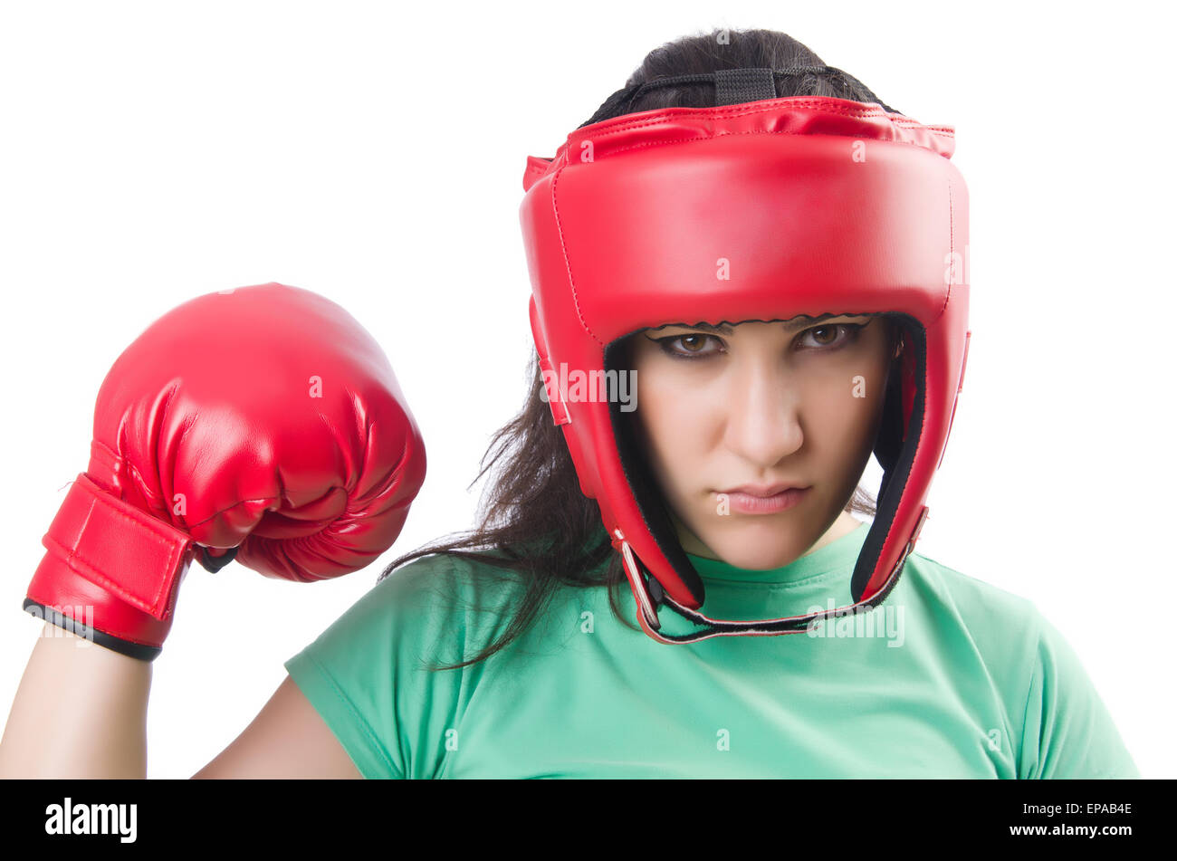 Woman boxer on white background Stock Photo Alamy