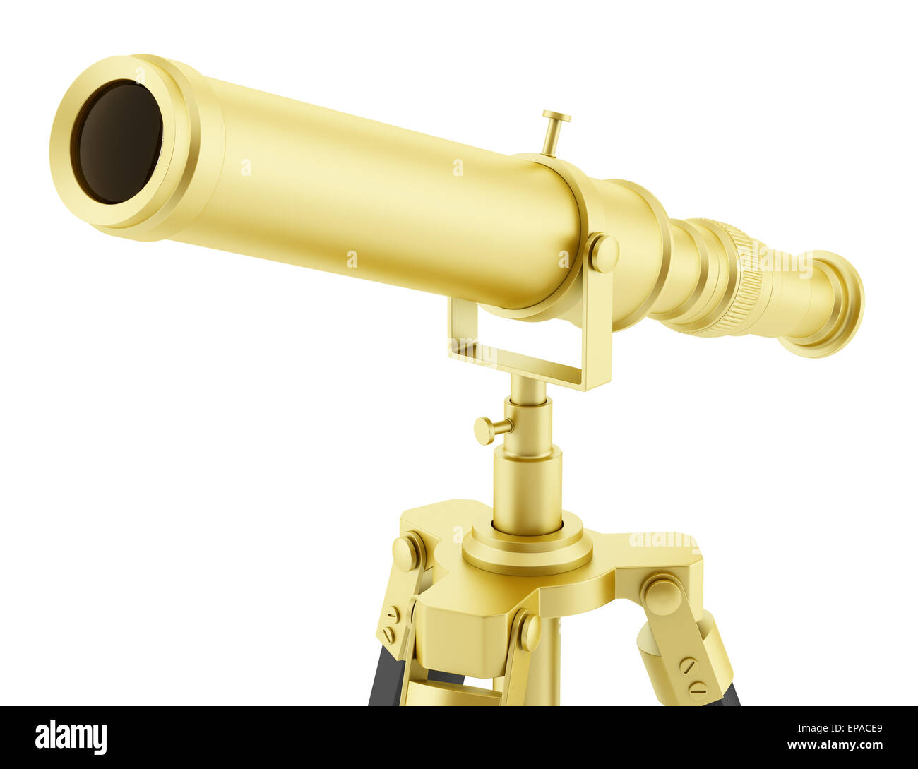 golden telescope on tripod isolated on white Stock Photo Alamy