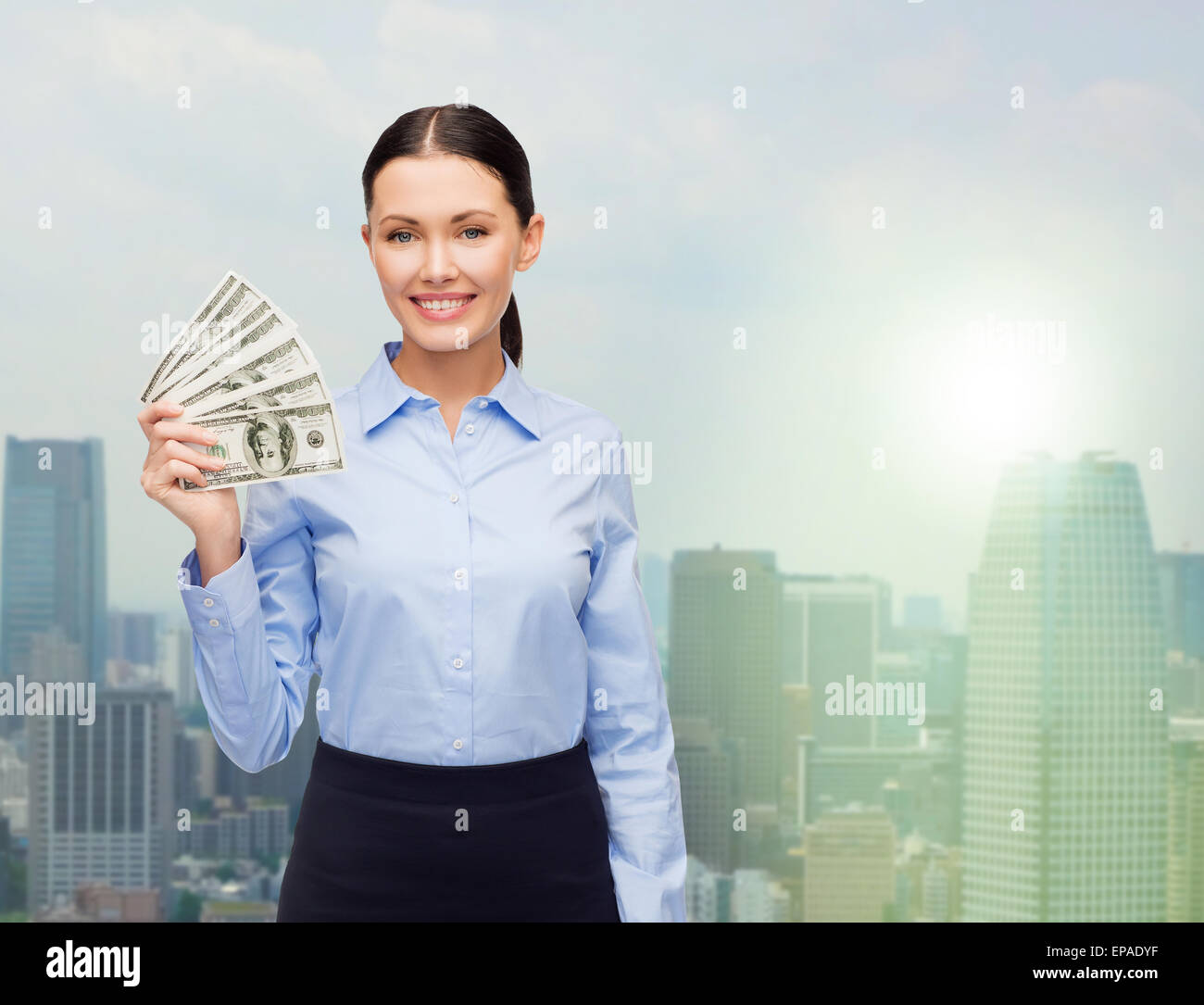 businesswoman with dollar cash money Stock Photo