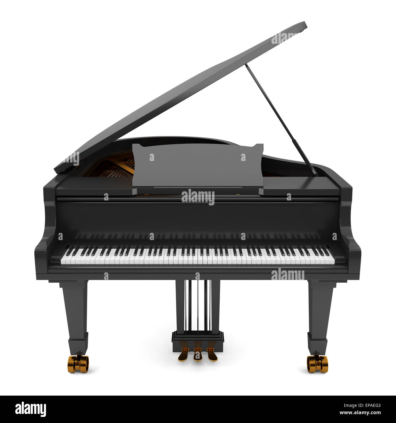 black grand piano isolated on white background Stock Photo