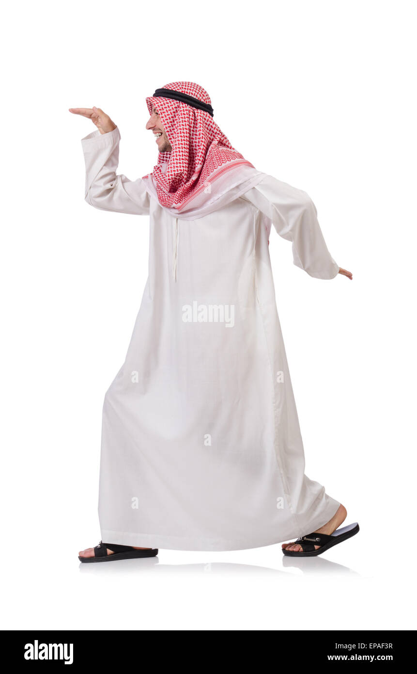 Dancing arab man isolated on white Stock Photo - Alamy
