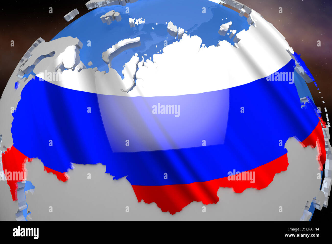 Russia map with flag of country