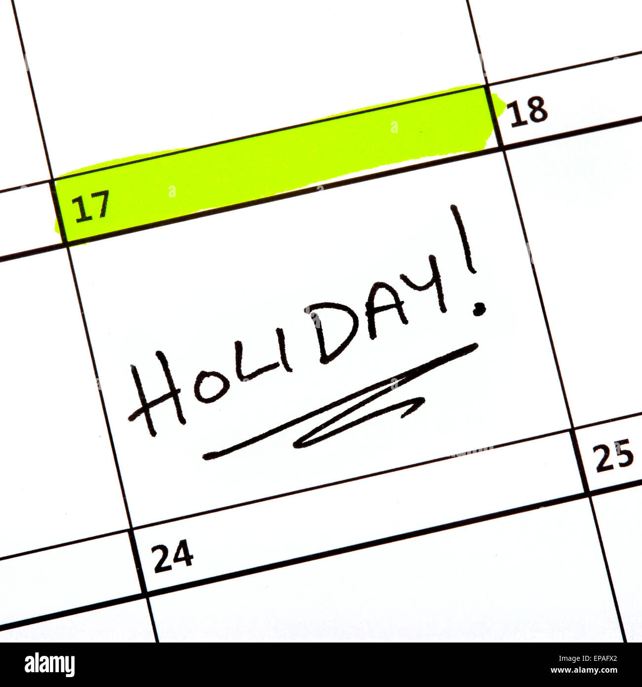 A holiday date highlighted on a Calendar Stock Photo Alamy