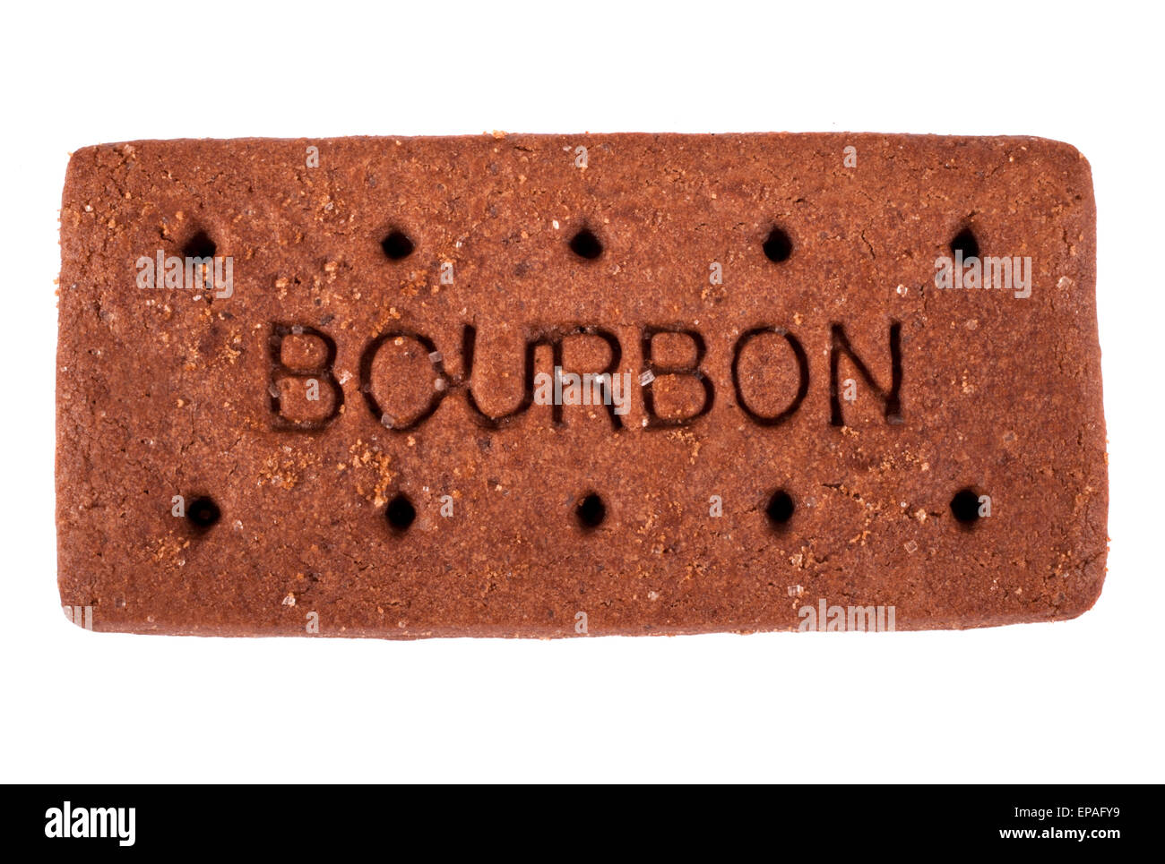 A Bourbon Biscuit over a plain white background. Stock Photo