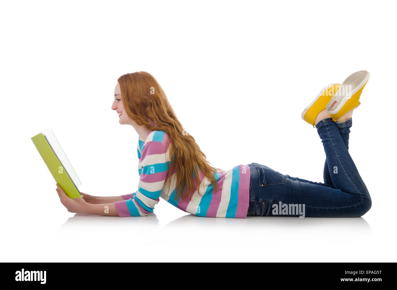 Young student with books isolated on white Stock Photo - Alamy