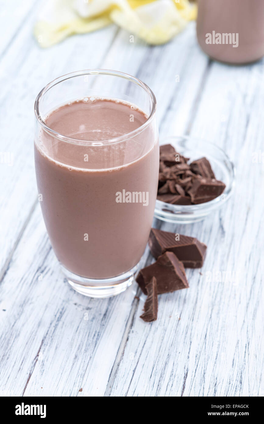 Glass chilled chocolate milkshake hires stock photography and images