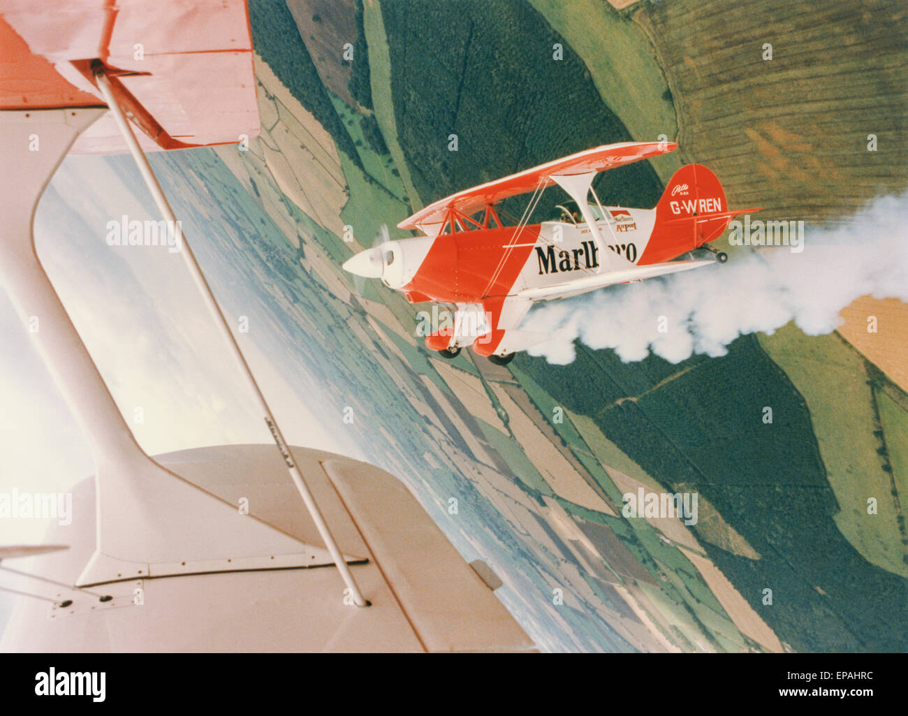 Marlboro Aerobatic Display Team perform a loop the loop in the skies over Oxfordshire, in 1986 Stock Photo