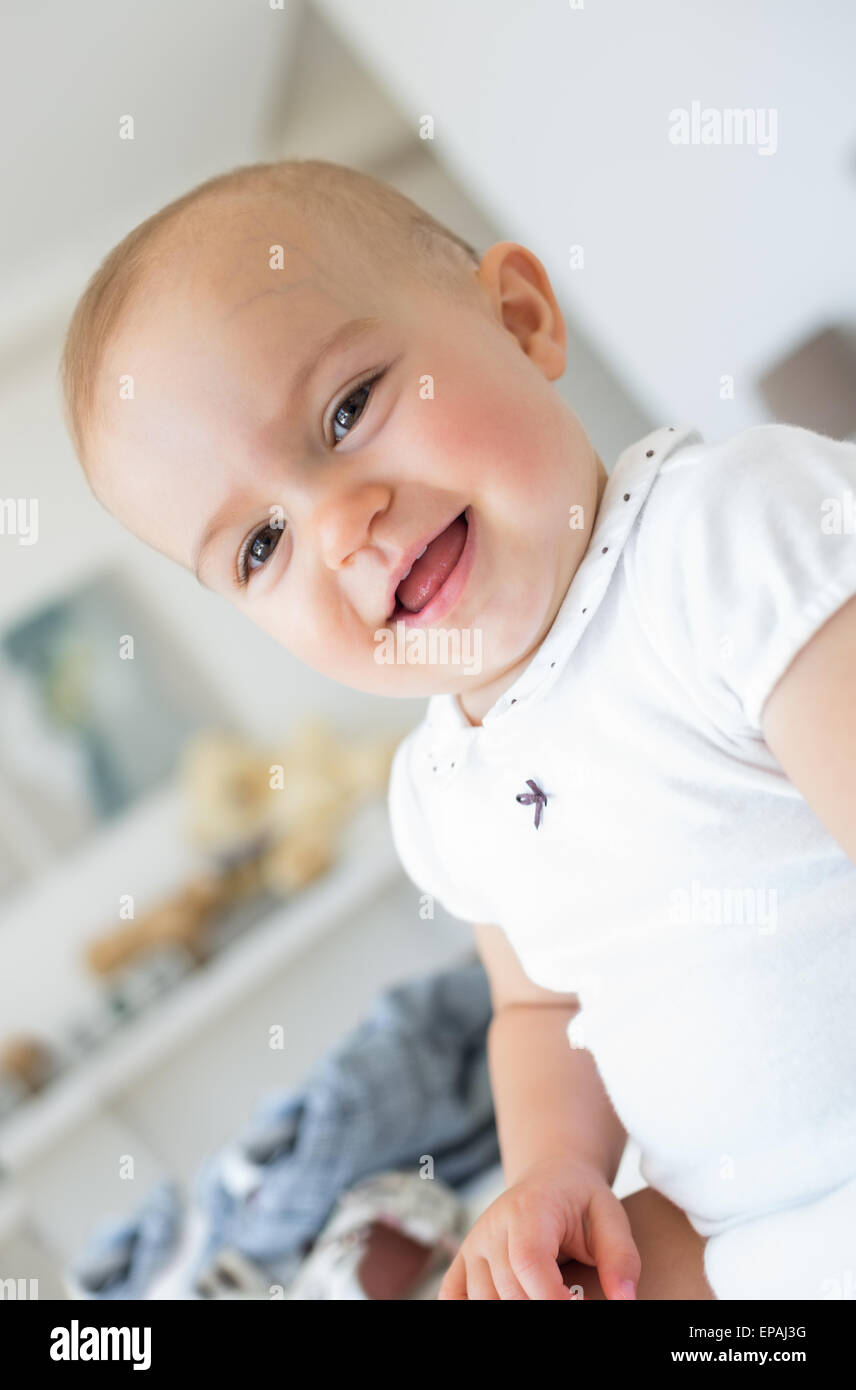 Closeup portrait of a cheerful cute baby Stock Photo - Alamy
