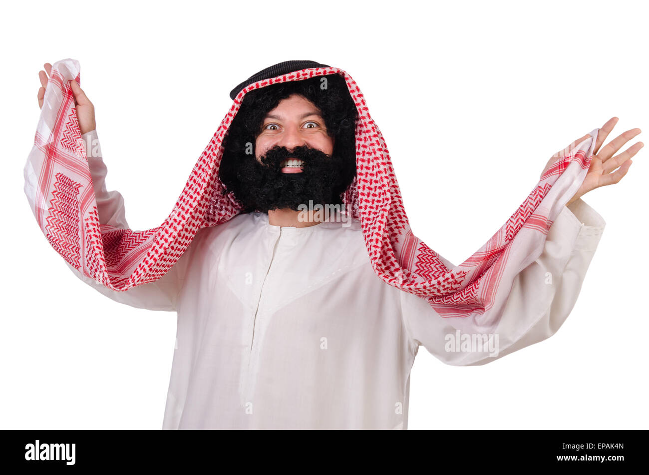 Dancing funny arab man isolated on white Stock Photo - Alamy