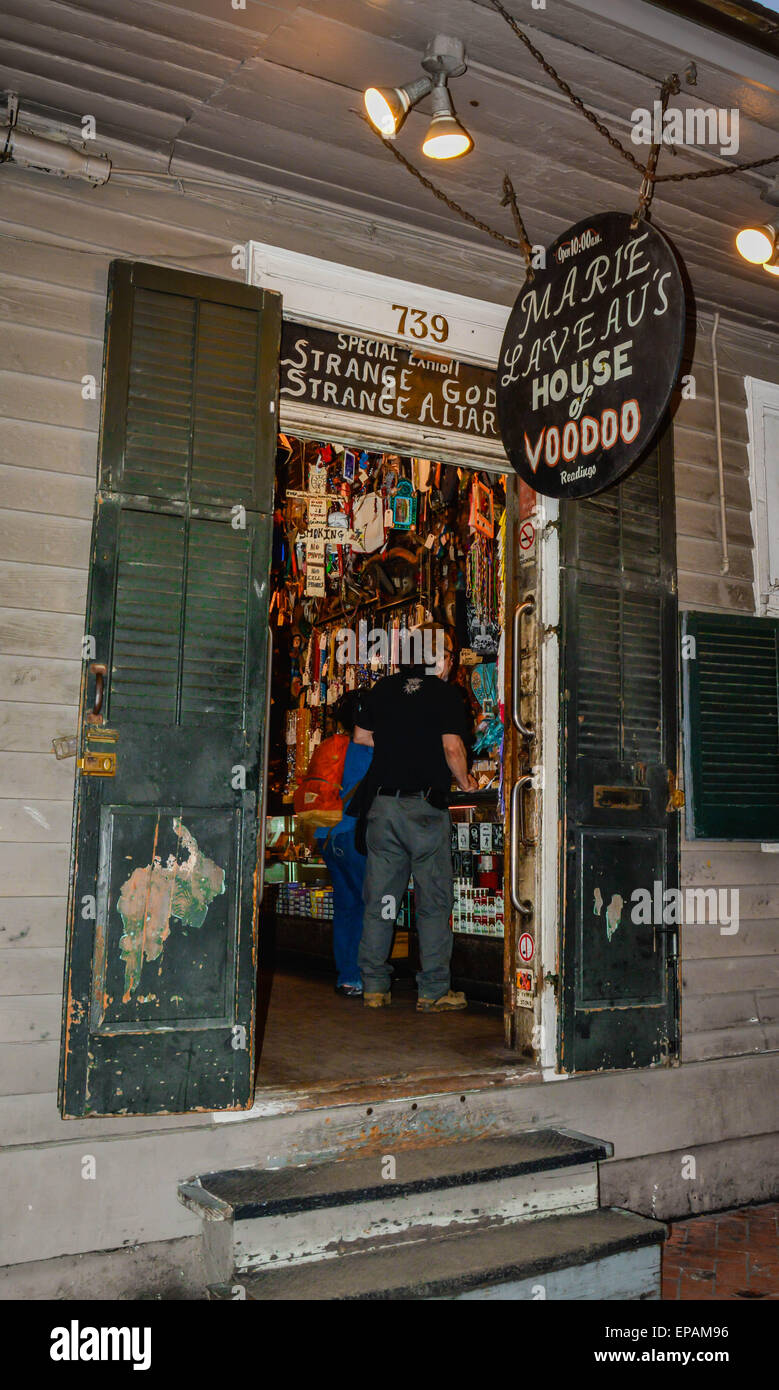 The entrance of Marie Laveau's House of Voodoo shop in the French