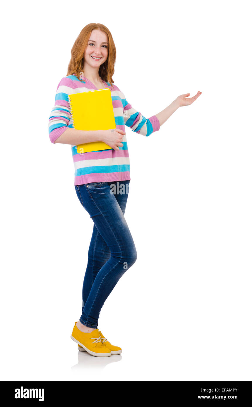 Young student with books isolated on white Stock Photo - Alamy