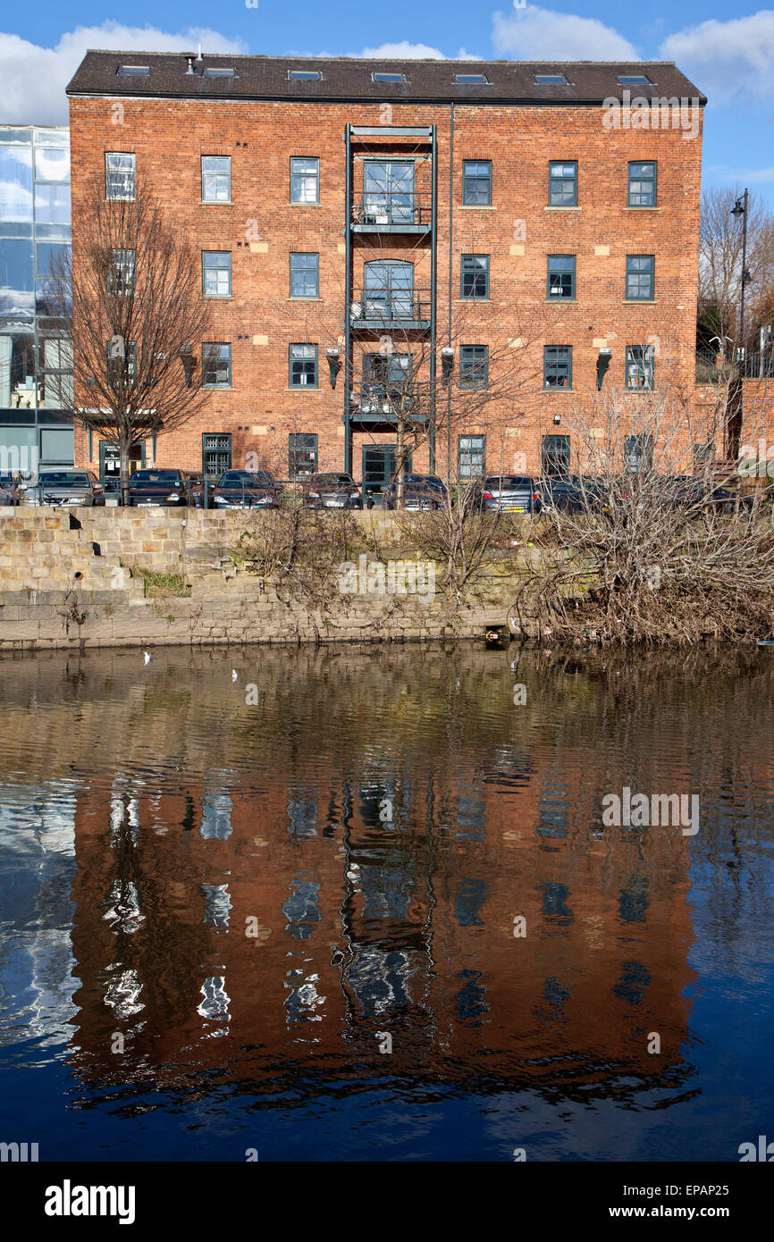 A building along the River Aire in the centre of Leeds, England Stock ...