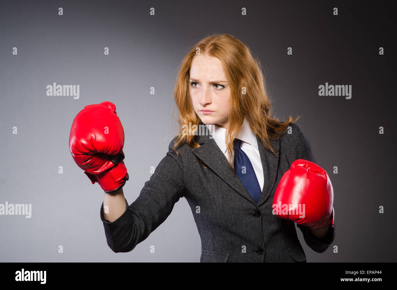 Woman boxer in dark room Stock Photo - Alamy