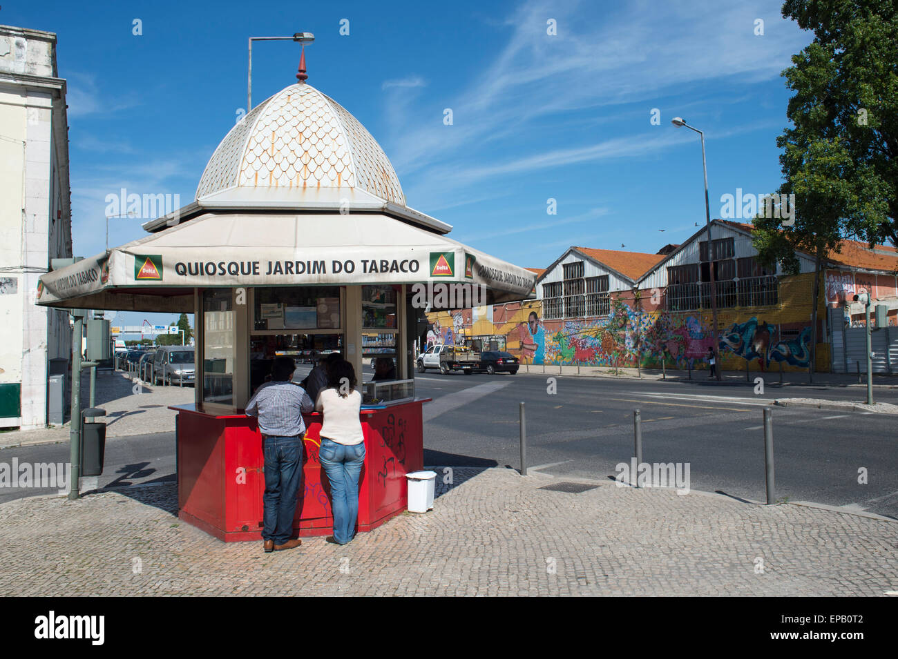 small street tobacconist and cafe in Lisbon Portugal Stock Photo