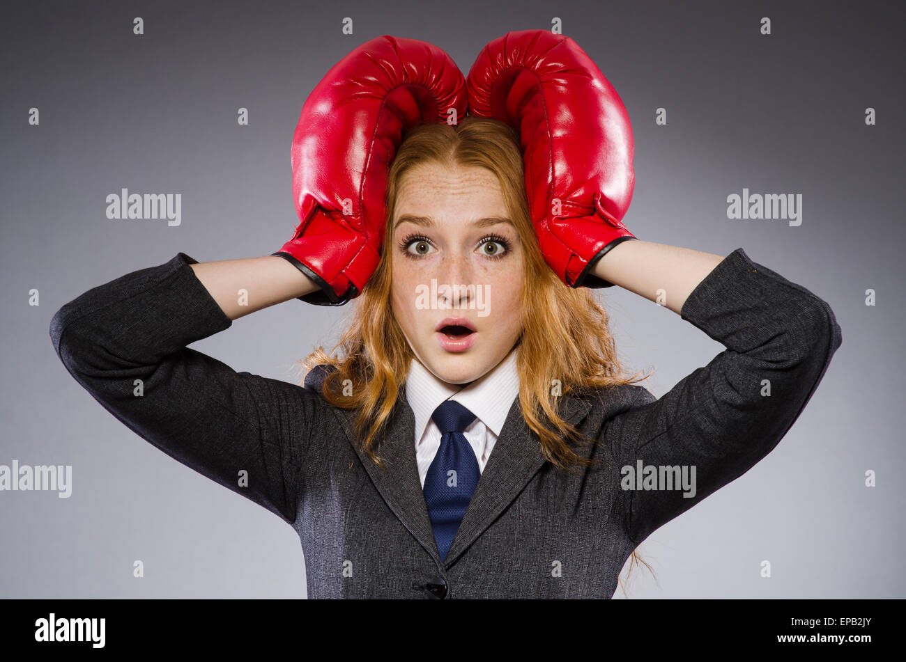 Woman boxer in dark room Stock Photo Alamy