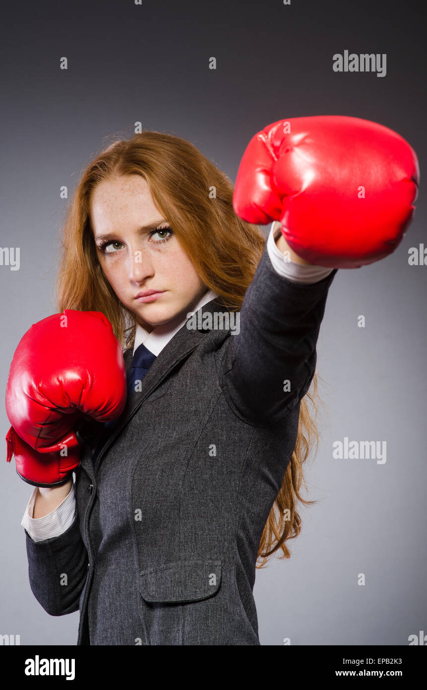 Woman boxer in dark room Stock Photo - Alamy