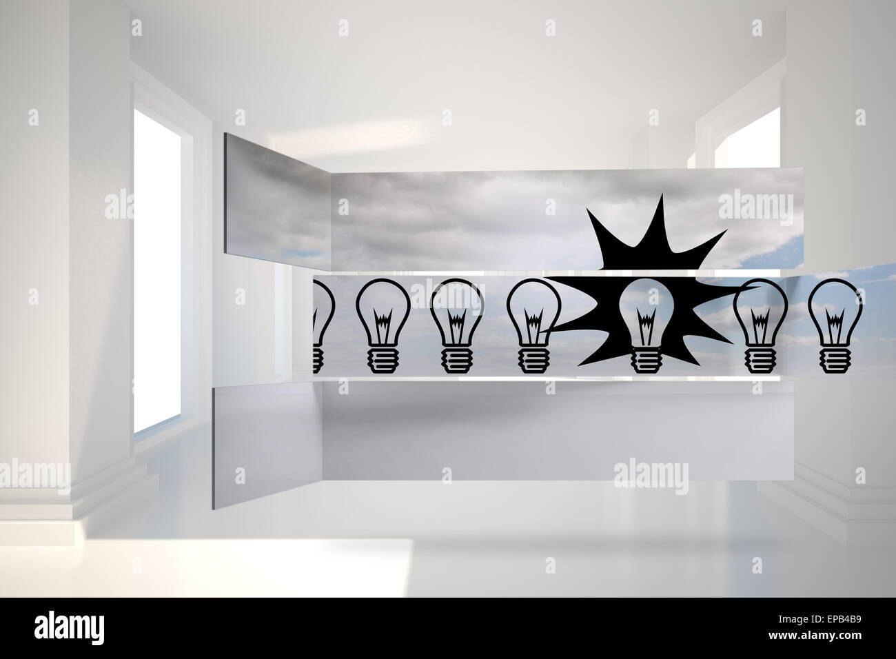 Composite image of light bulbs on abstract screen Stock Photo