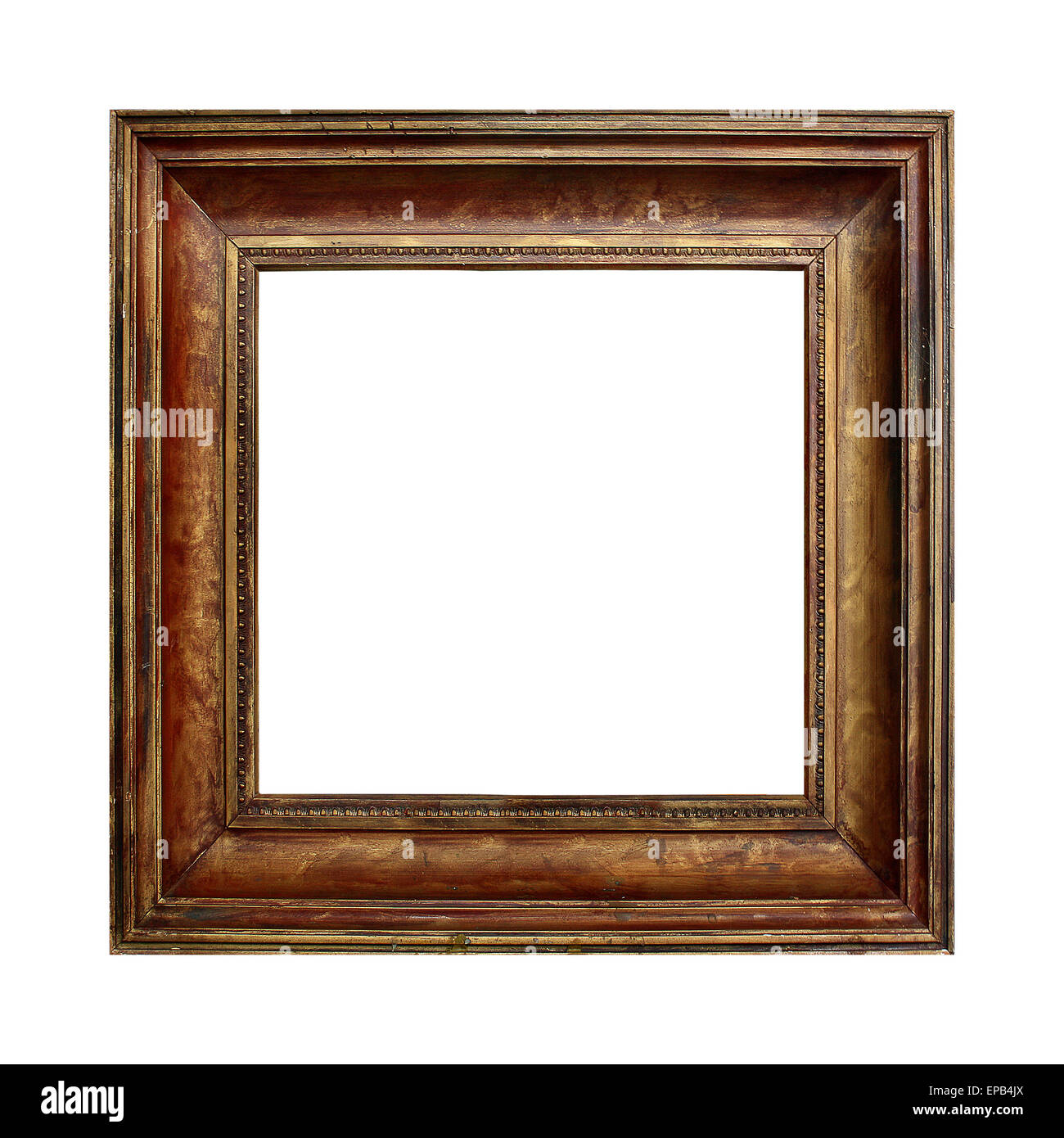 Picture gold wooden frame on the white isolated background Stock Photo ...