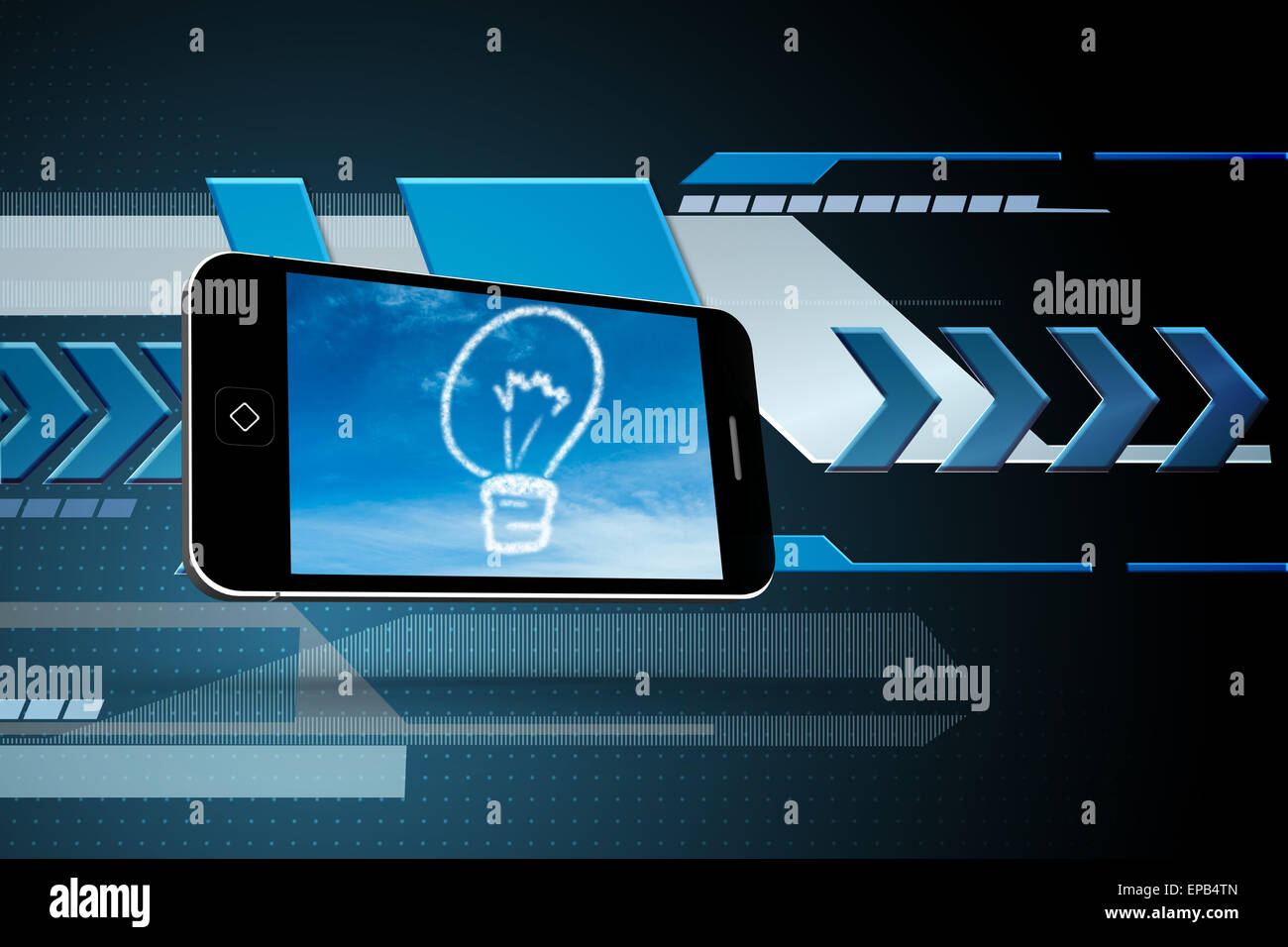 Composite image of cloud light bulb on smartphone screen Stock Photo