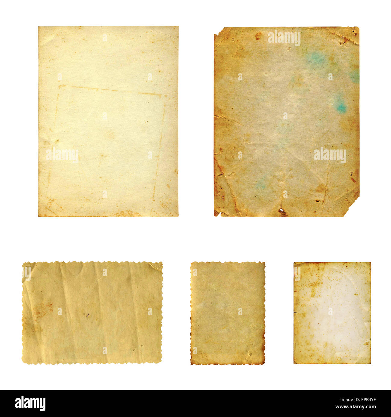 Set of old photo paper texture isolated on white background Stock Photo