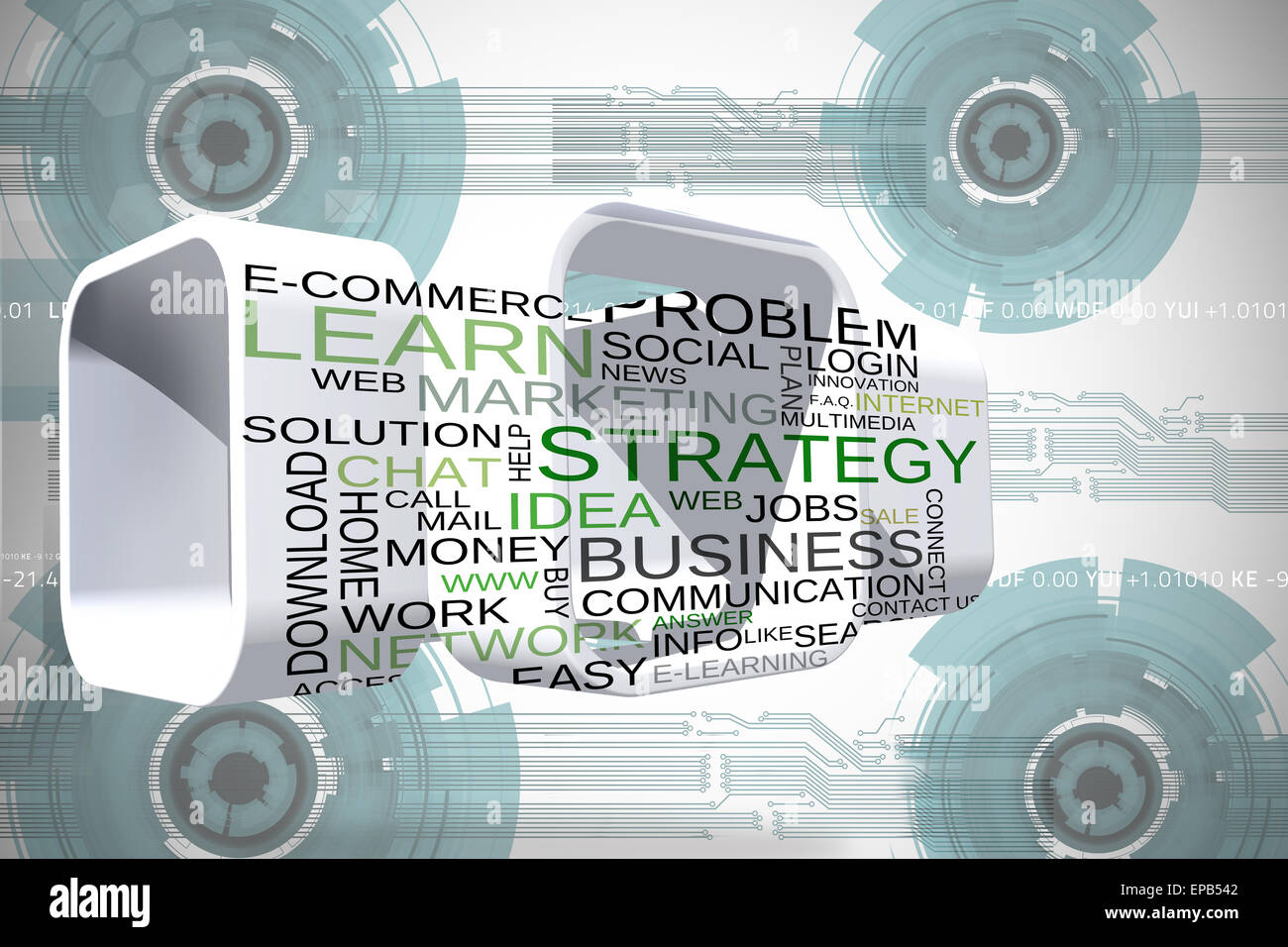 Composite image of business buzzwords on abstract screen Stock Photo