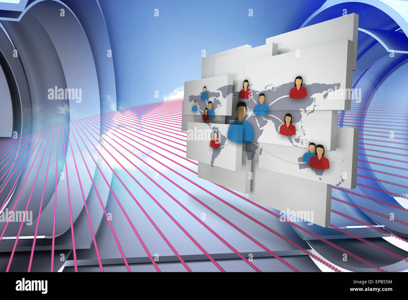 Composite image of international community on abstract screen Stock ...