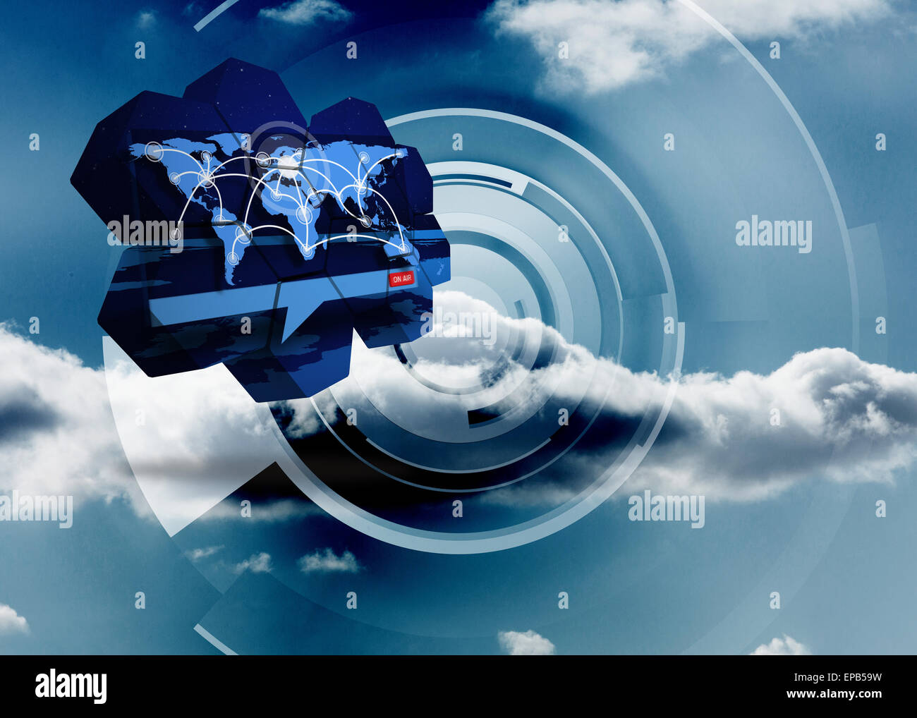 Composite image of global connections on abstract screen Stock Photo