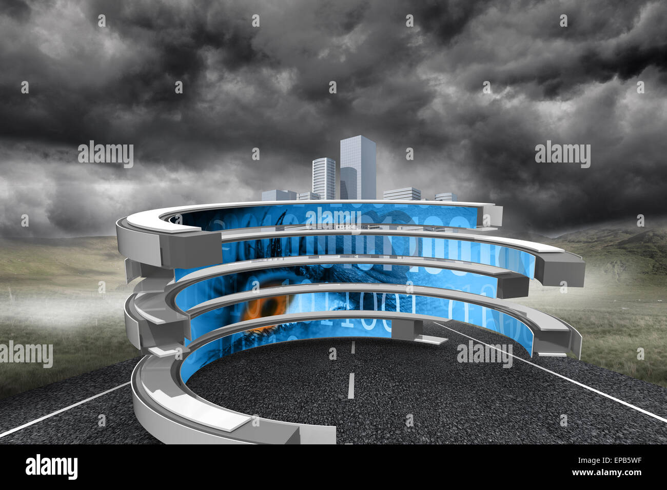 Composite image of binary code on abstract screen Stock Photo