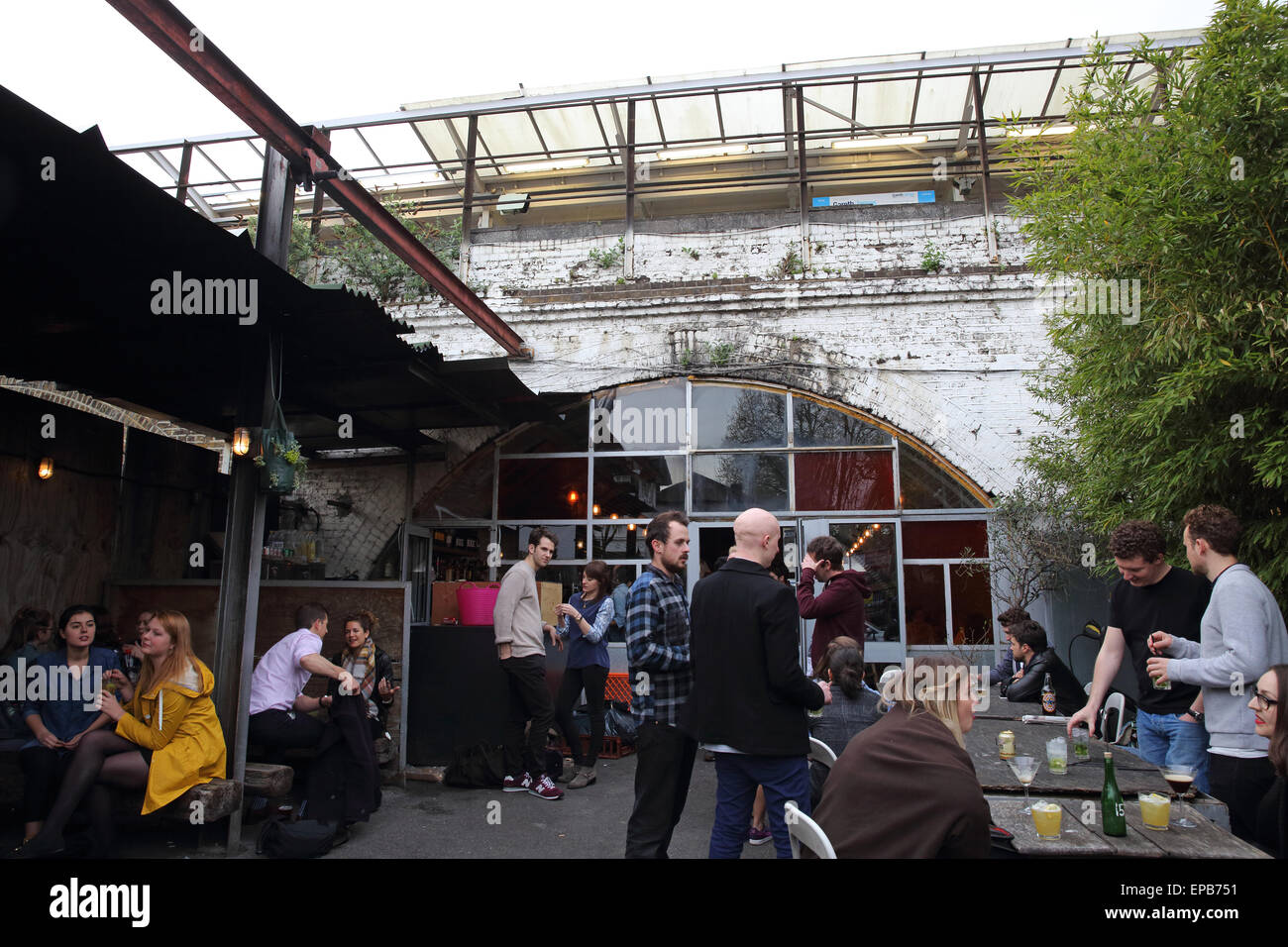 Bar Story, a trendy bar underneath Peckham Rye railway station, in London SE15, England, UK Stock Photo