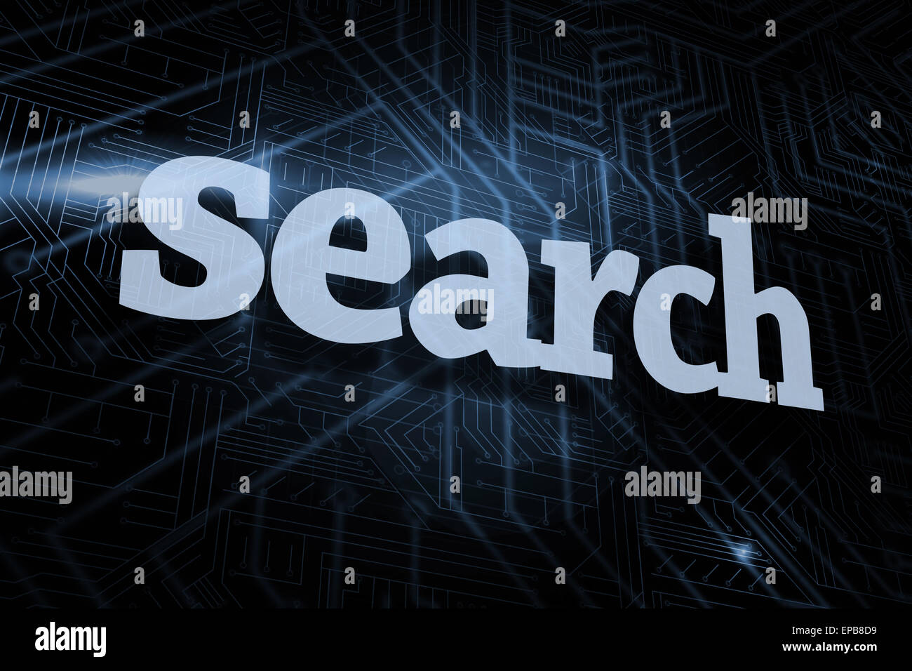 Search against futuristic black and blue background Stock Photo - Alamy