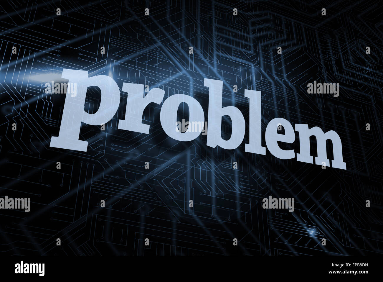Problem against futuristic black and blue background Stock Photo - Alamy