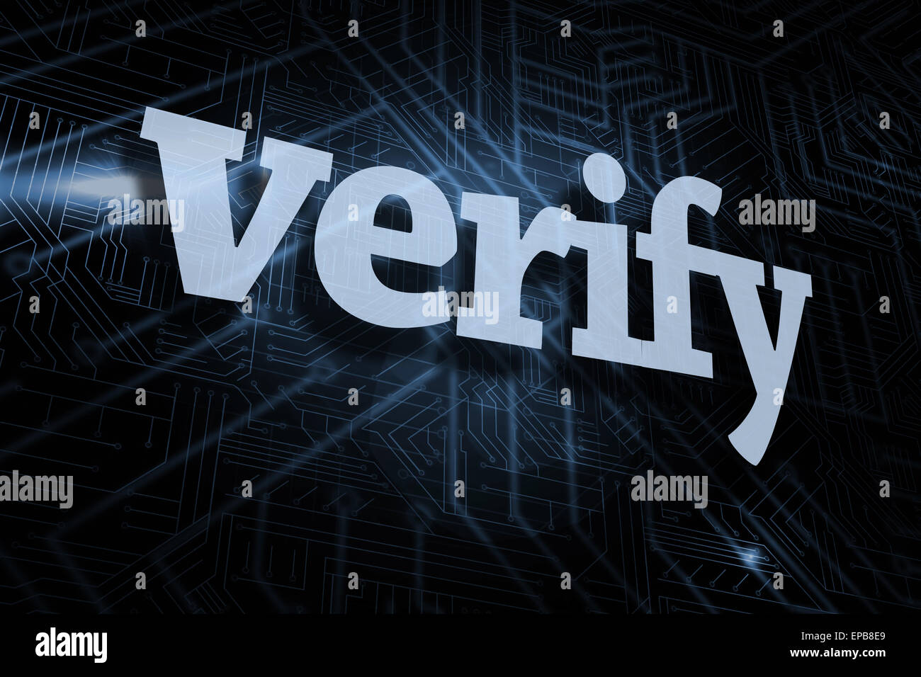Verify against futuristic black and blue background Stock Photo - Alamy