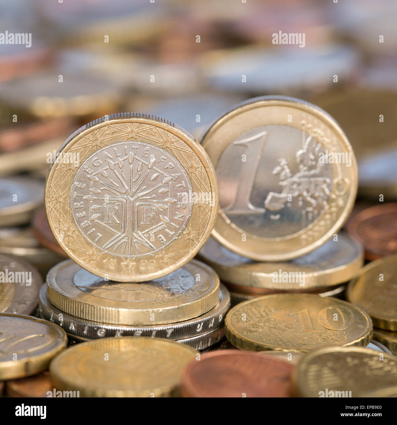 1 Euro Münze aus Frankreich Stock Photo