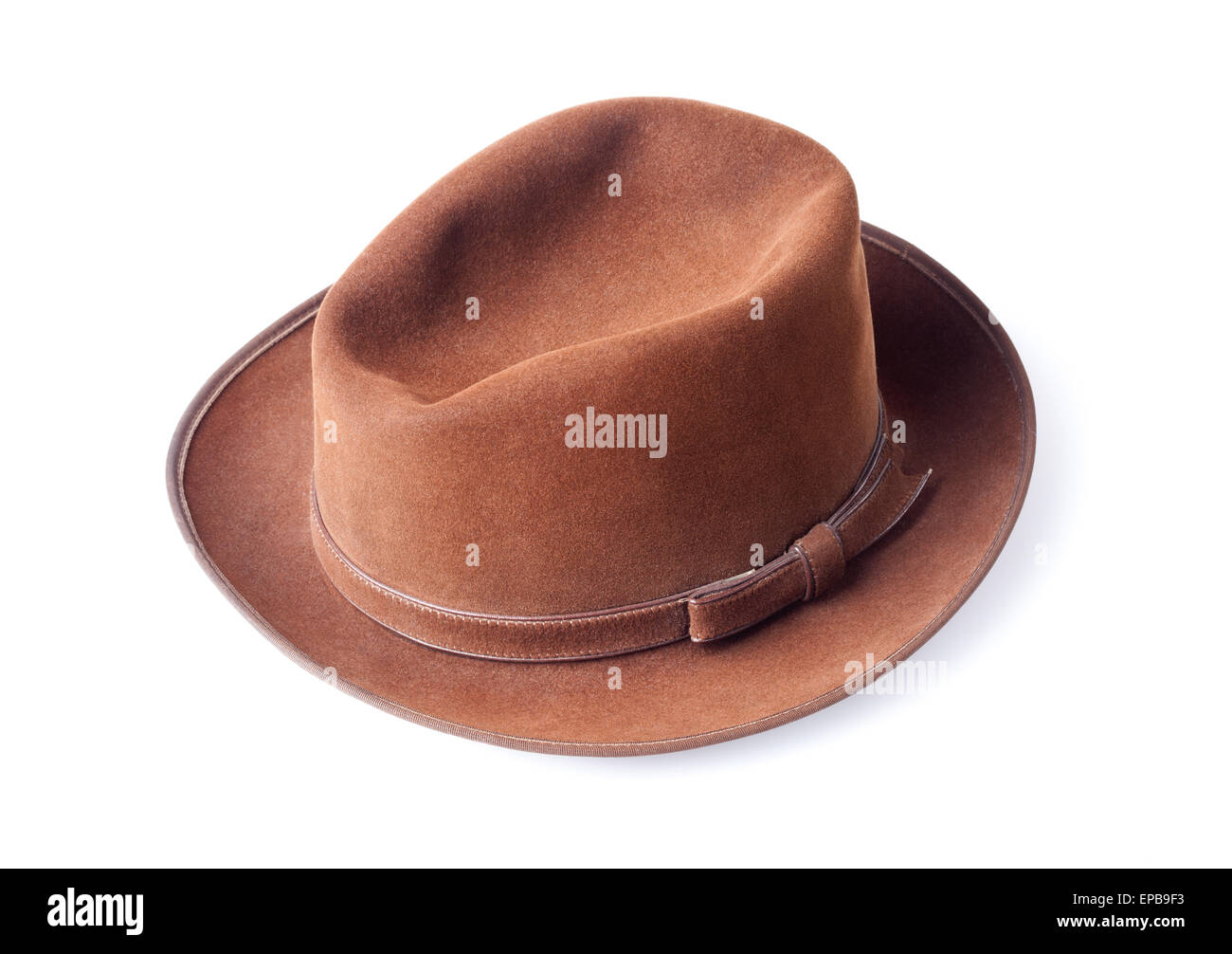 brown male felt hat isolated on white background Stock Photo - Alamy