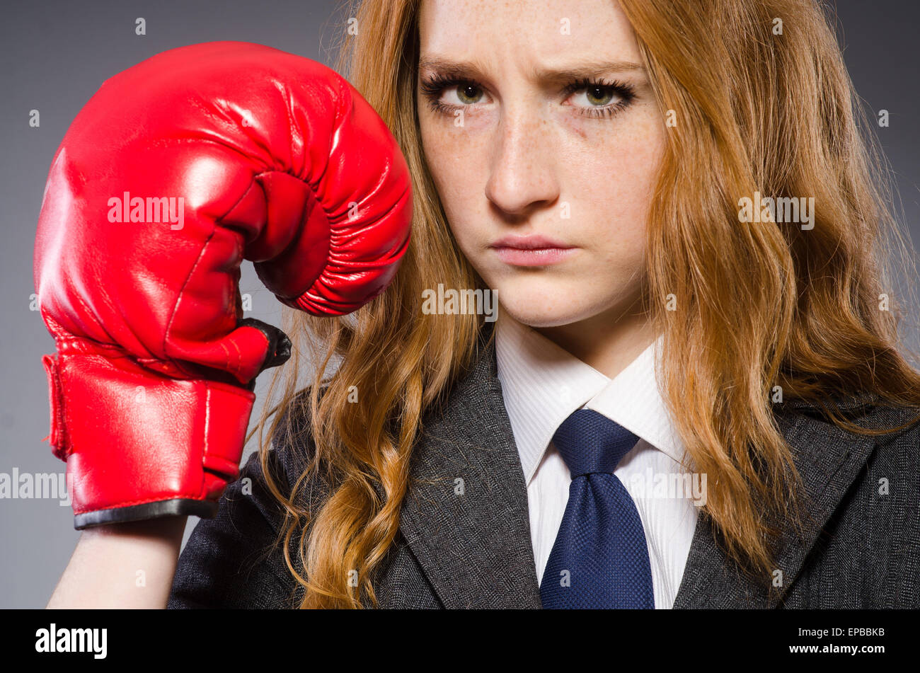 Woman boxer in dark room Stock Photo - Alamy