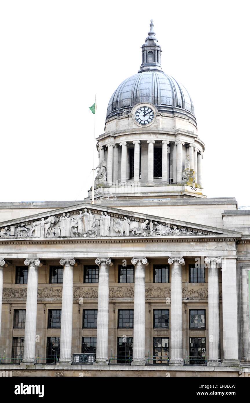 Architectural detail of the city hall in Nottingham, England Stock