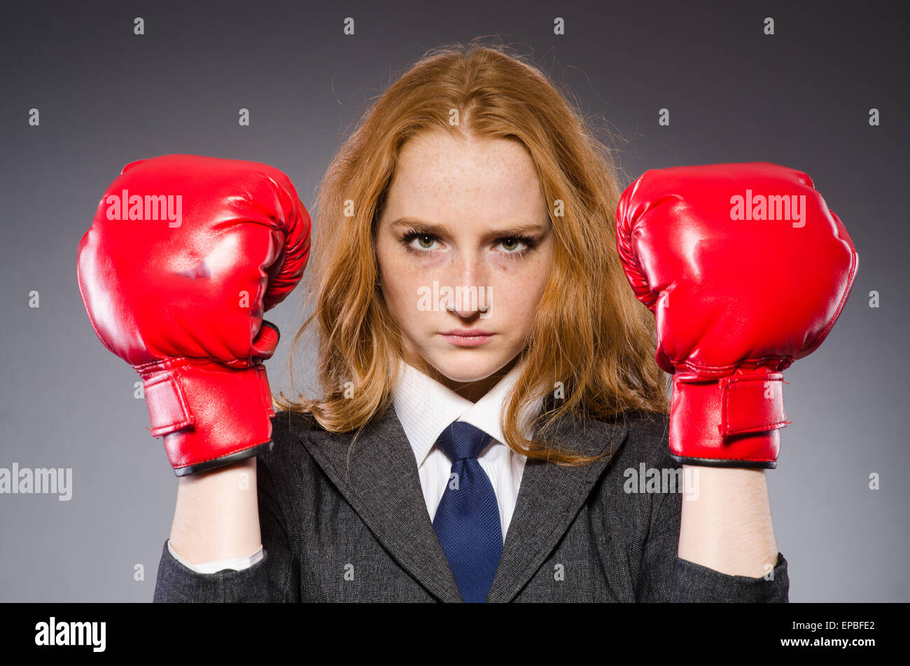 Woman boxer in dark room Stock Photo - Alamy