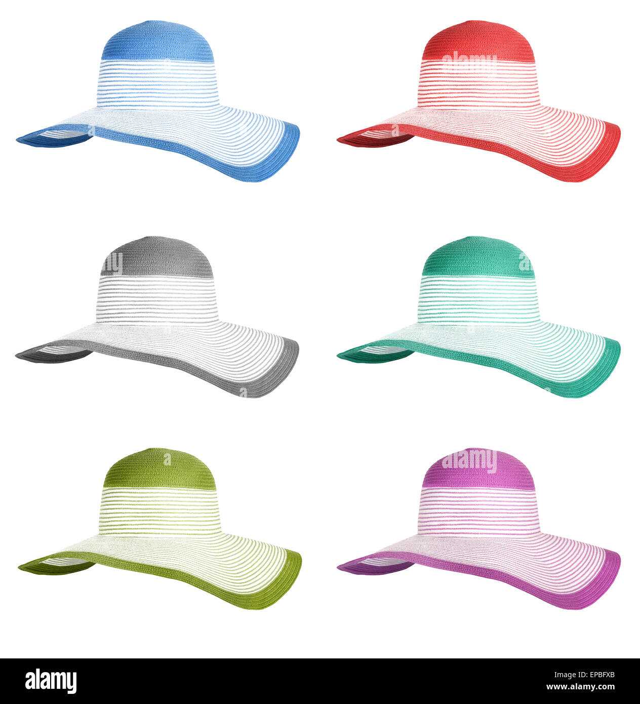 Set summer straw hats isolated on white background Stock Photo Alamy