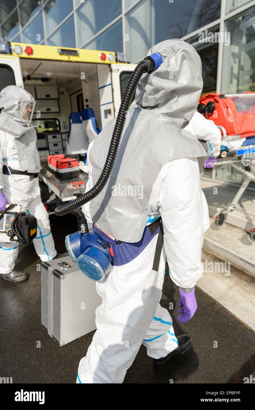 Hazardous material medical team with equipment Stock Photo Alamy