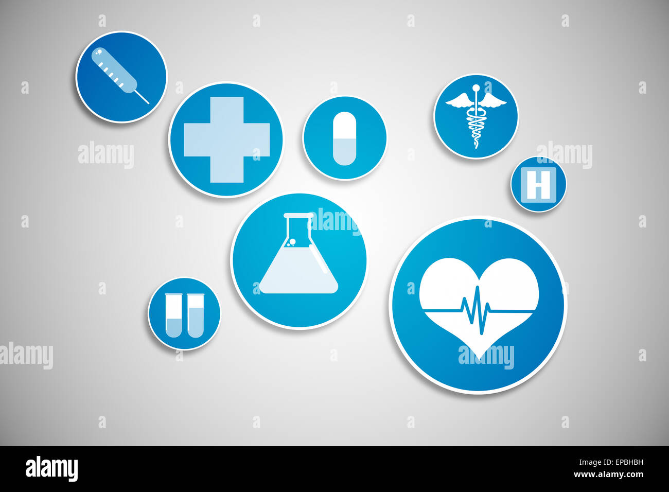 Medical icons in blue and white Stock Photo - Alamy