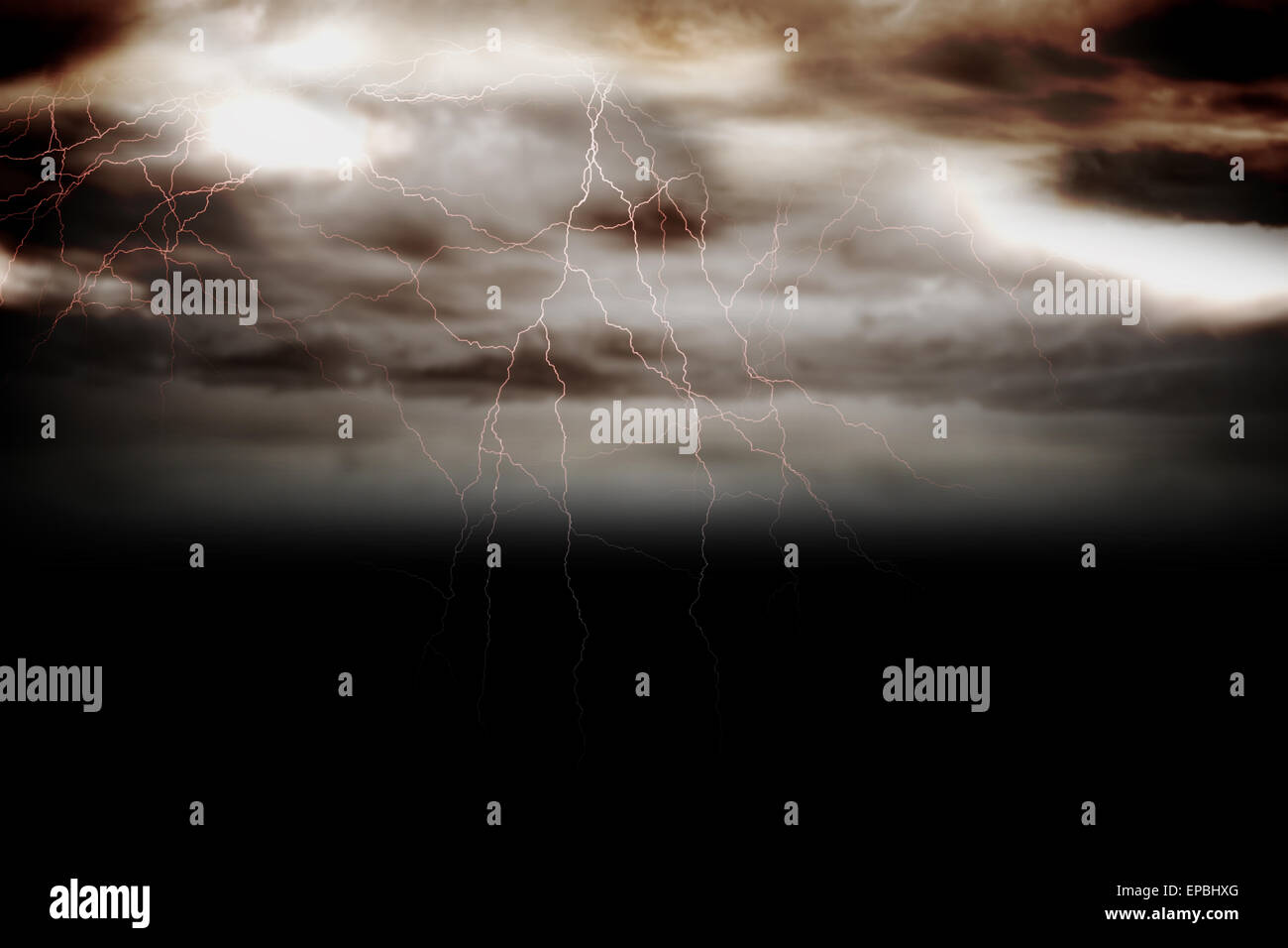 Stormy dark sky with lightning bolts Stock Photo - Alamy