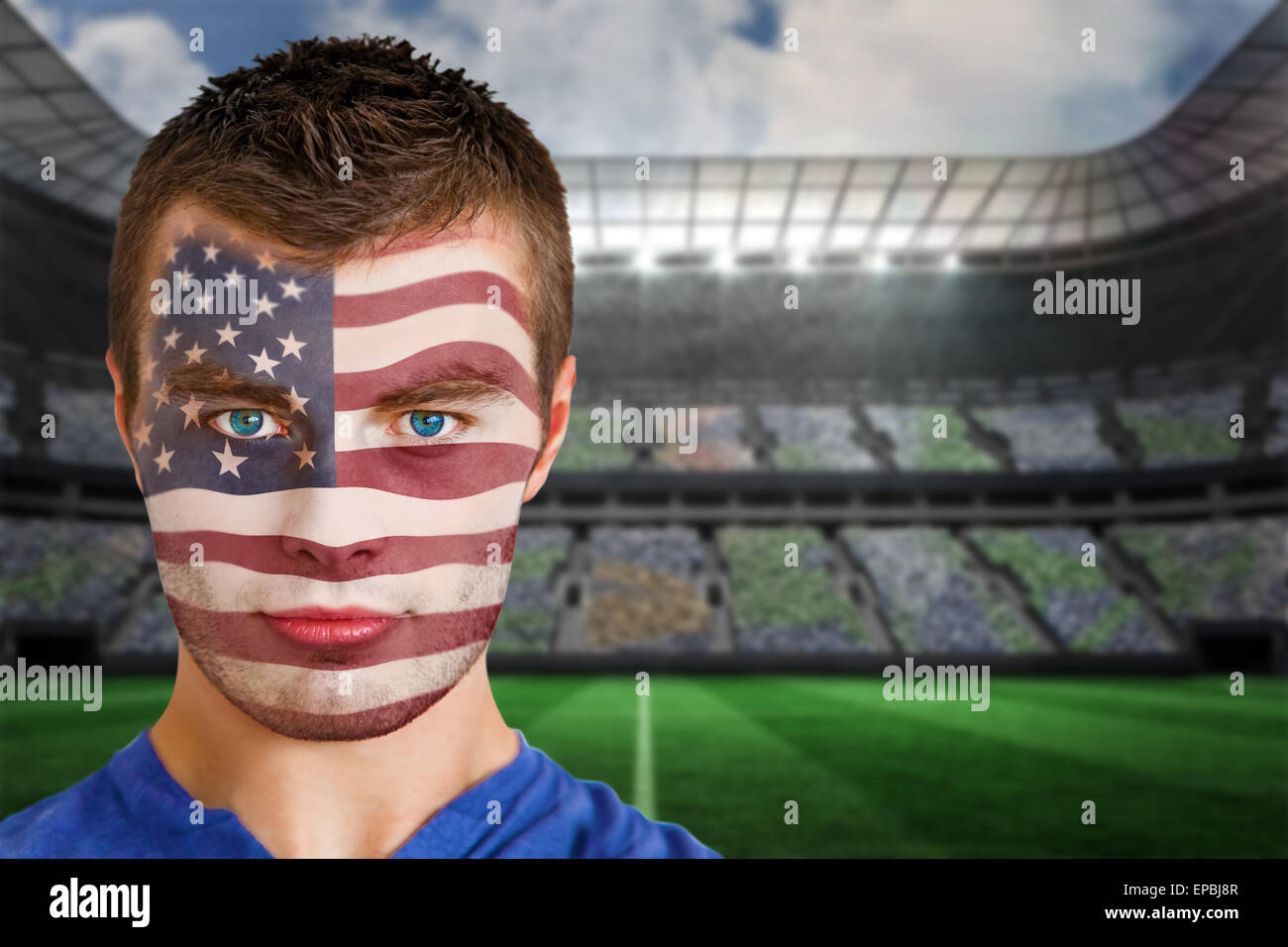 Usa football fan in face paint Stock Photo Alamy