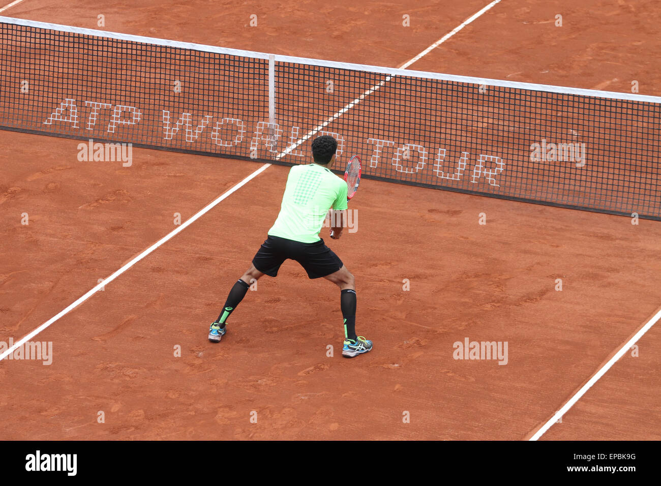 ISTANBUL, TURKEY - MAY 02, 2015: Dusan Lajovic and Radu Albot against Chris Guccione and Andre Sa in doubles semi-final match of Stock Photo