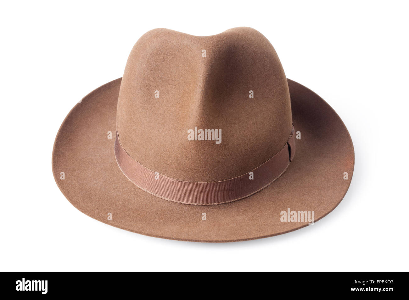 brown male felt hat isolated on white background Stock Photo - Alamy