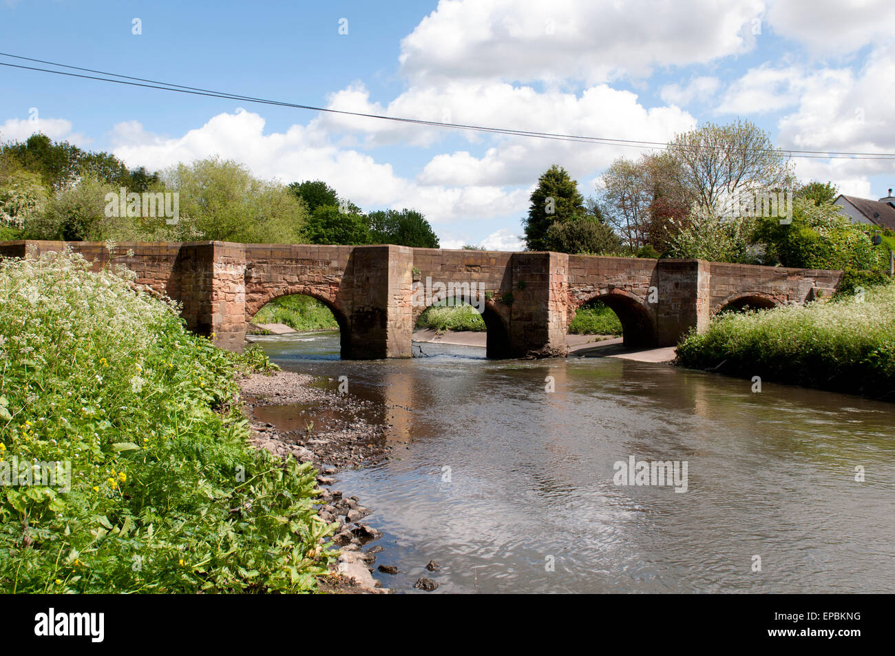 River Tame and bridge, Water Orton, Warwickshire, England, UK Stock