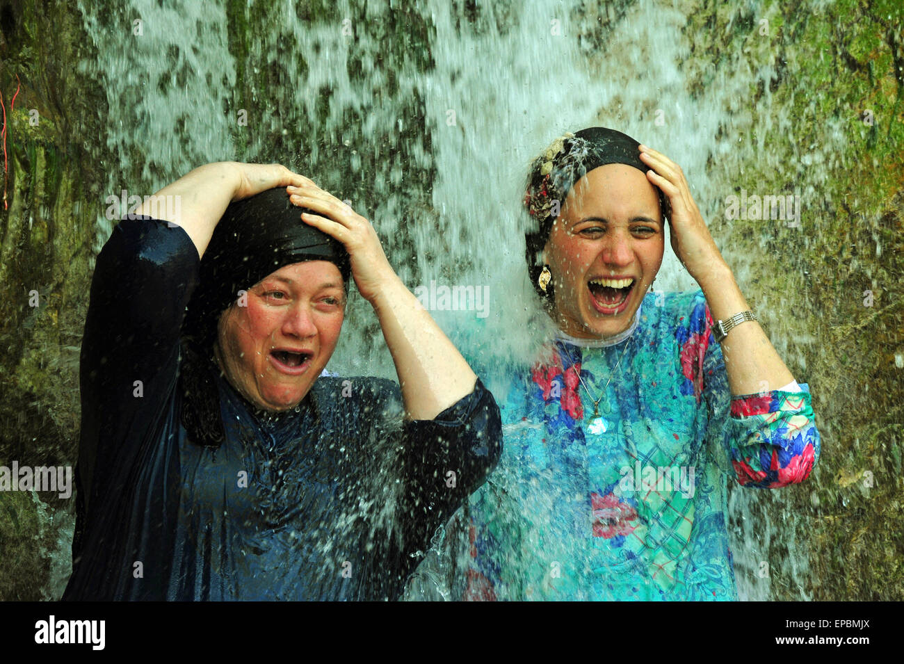 Waterfall in the Desert, Ein Gedi Nature Reserve, Dead Sea, Israel. Editorial use only. Stock Photo