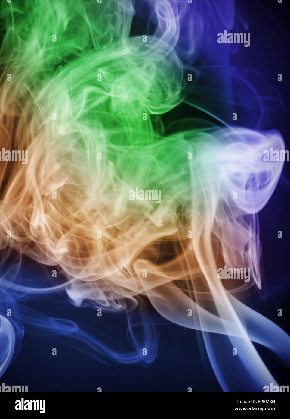 Colorful abstract smoke swirl on black background Stock Photo - Alamy