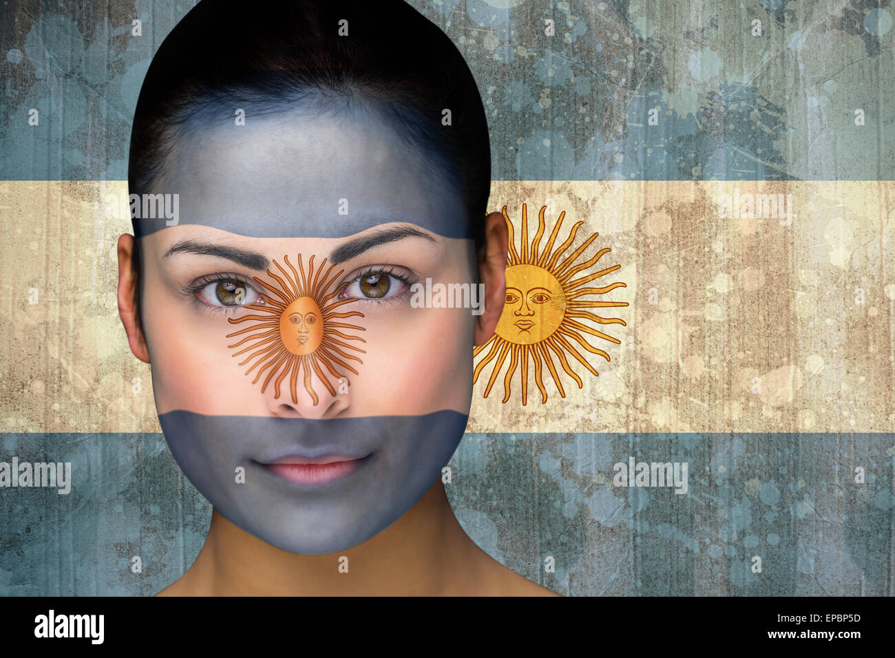 Beautiful football fan in face paint Stock Photo Alamy